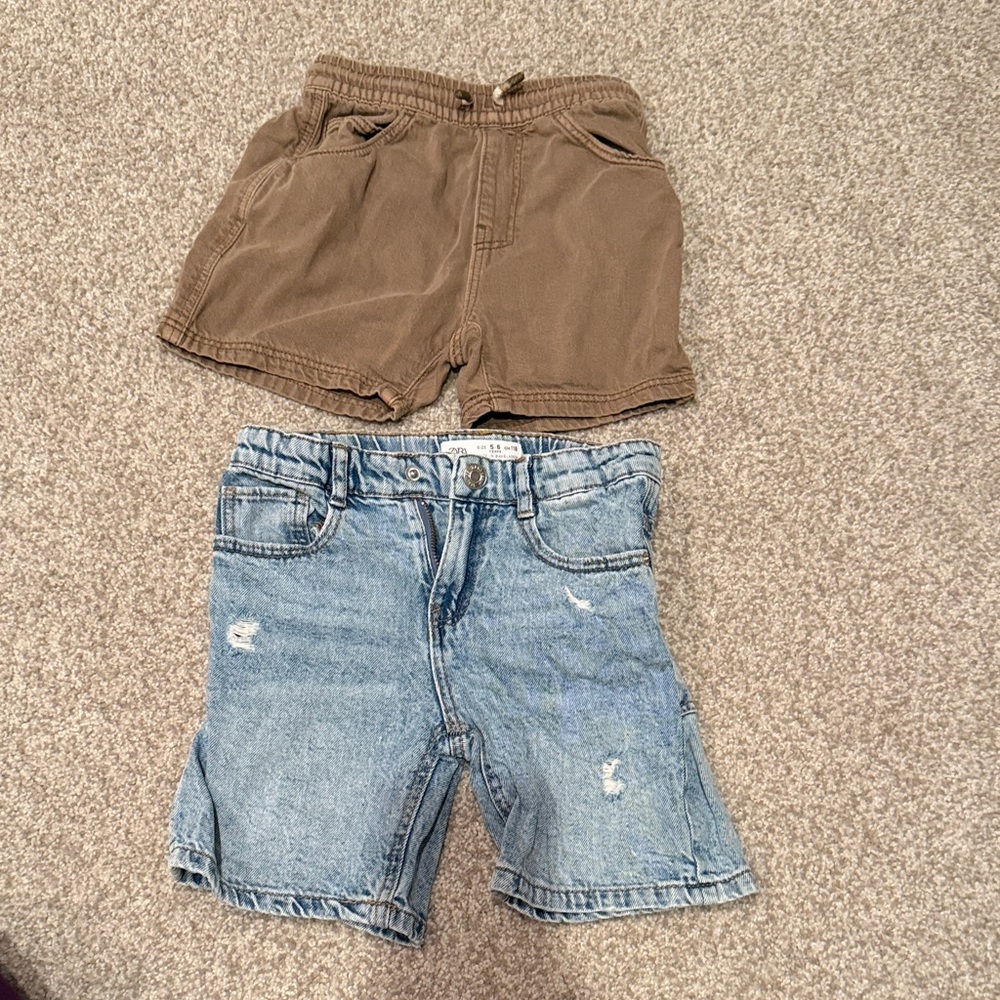 Zara Kids Brown and Blue Shorts Duo